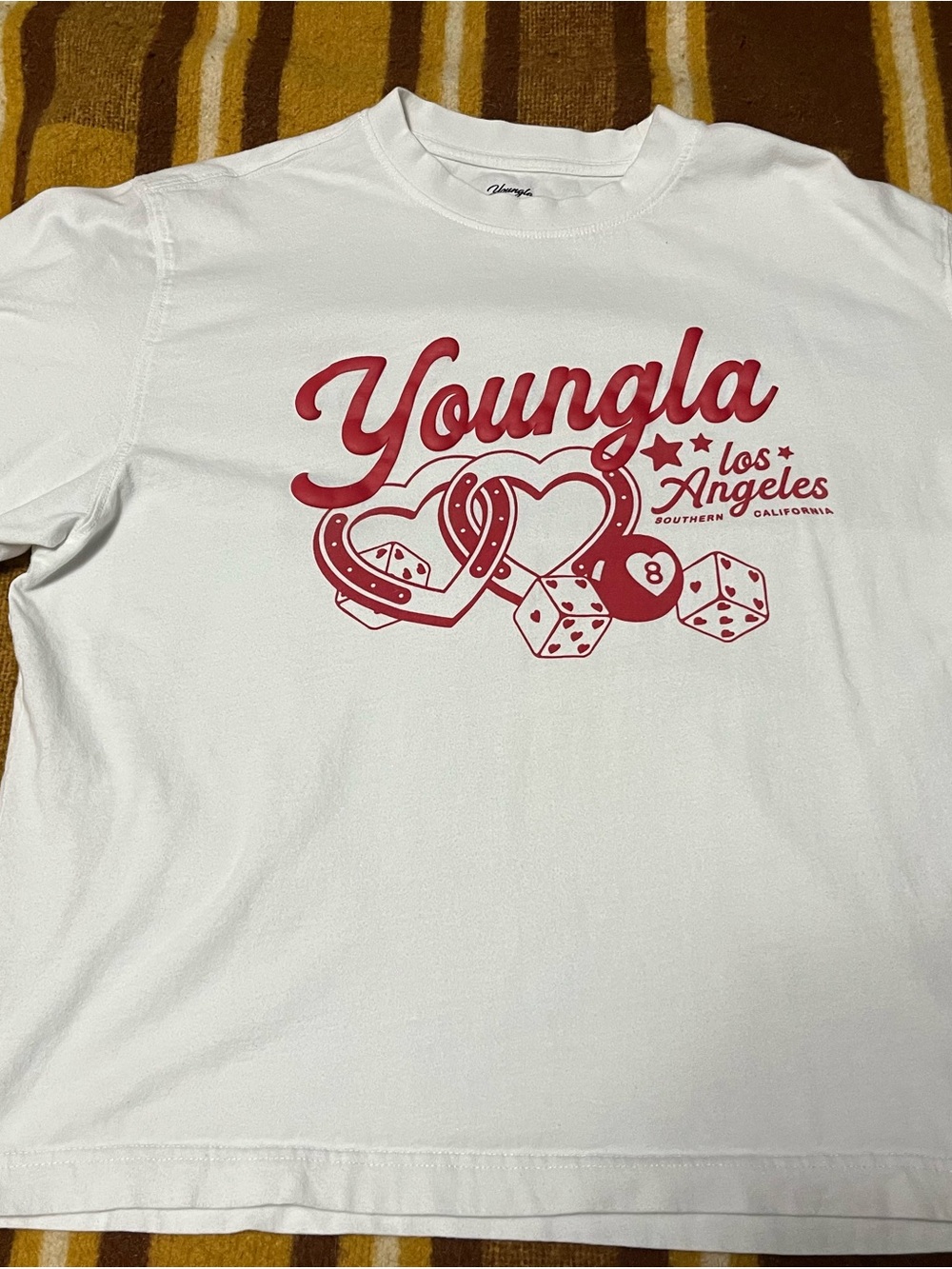 YoungLA White Oversized Tee with Red Los Angeles Graphic